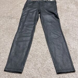 LIVERPOOL Jacqueline Skinny Jean Black Leather Snake Skin Print Legging 4/27 NWT